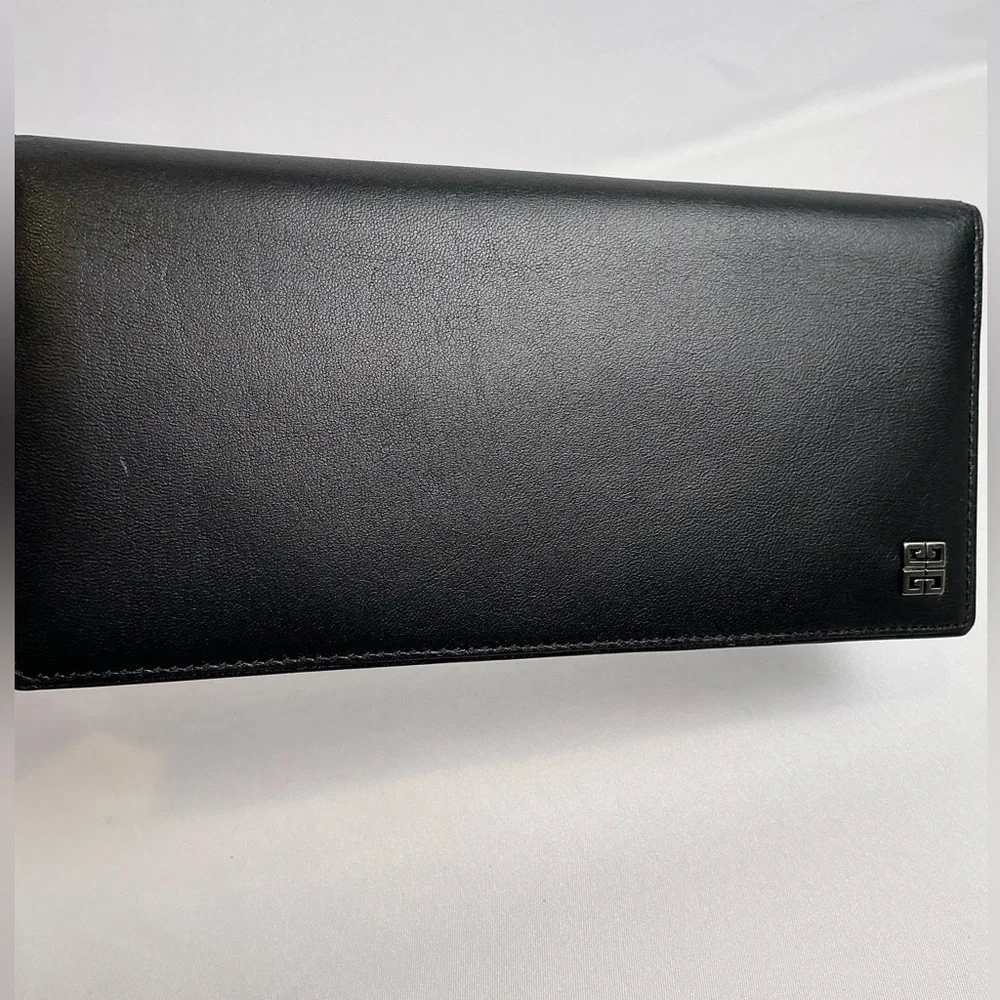 New Givenchy Black Lambskin Leather Long Wallet with Box, Tags & COA